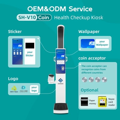 Self Service Health Kiosk Height Weight and Blood Pressure Scale for Pharmacy Body Composition Analyzer Machine