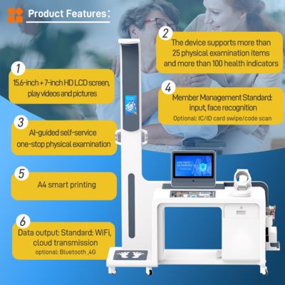 SH-T17 Suministro de fábrica Smart Health Checkup Quiosco Equipo de diagnóstico médico con analizador corporal