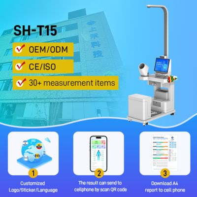 Quiosco de examen de salud, máquina de atención médica, control físico médico, autoservicio interactivo