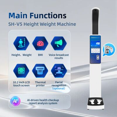 Máquina móvil de la escala del peso BMI de la altura del equipo de medición de SH-V5 Digitaces