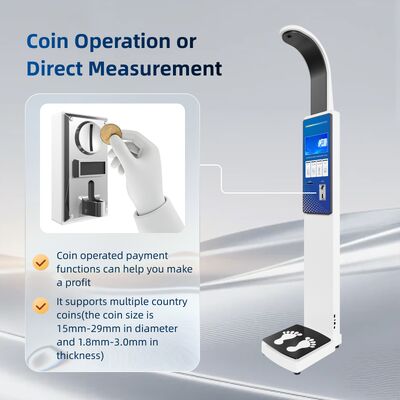 Báscula comercial de monedas para exteriores, composición corporal, báscula de grasa, altura y equilibrio de peso, OEM BMI